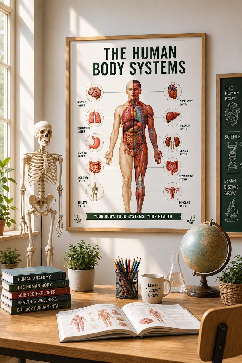 Human Body Systems Workbook Printable PDF | Human Anatomy Poster | Science Homeschool Activities | 30 Pages — original Etsy mockup 10