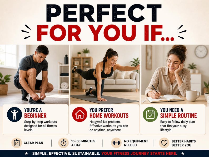 4-Week Full-Body Workout Plan Printable | Beginner Home Fitness Program — original Etsy mockup 5