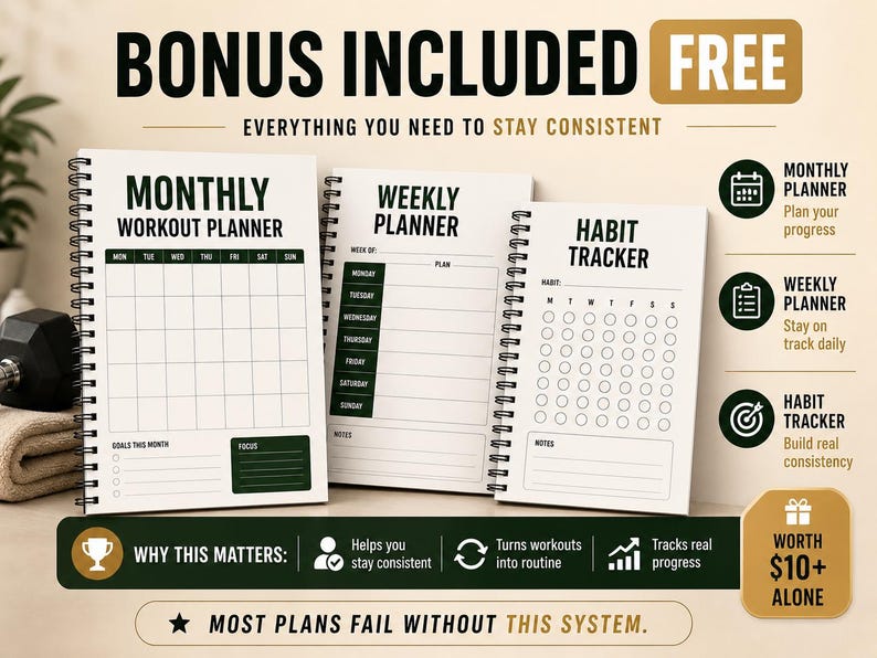 Dumbbell Workout for Men Over 40 Printable | Full-Body Strength Chart — original Etsy mockup 6