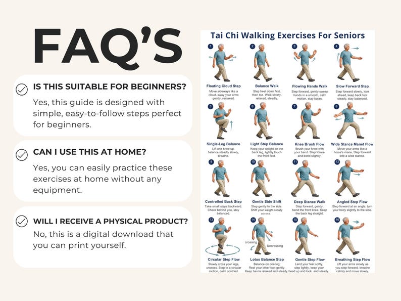 Printable Tai Chi Walking Exercises for Seniors, Balance Stability Routine (PDF) — original Etsy mockup 8