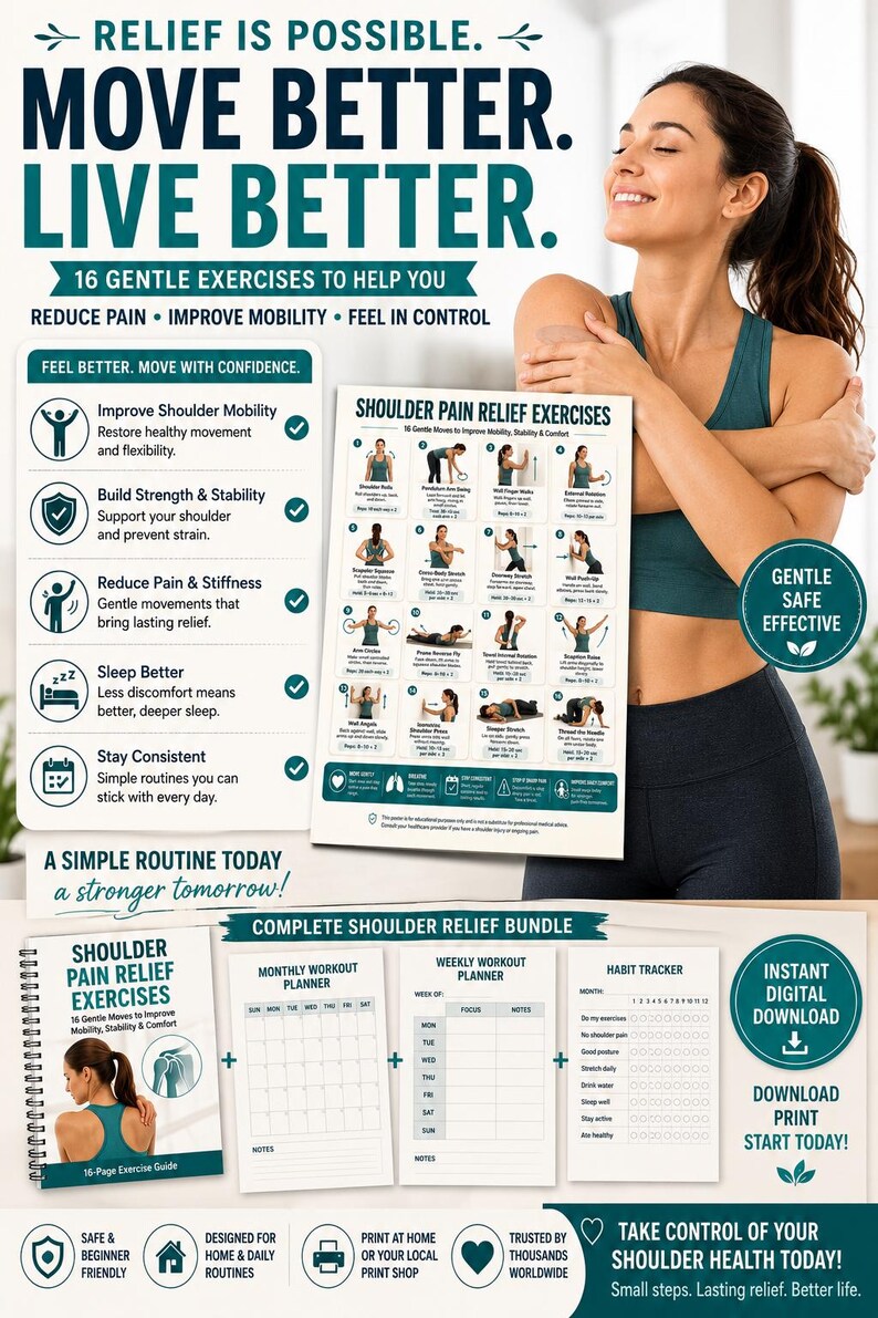 Shoulder Mobility Exercises Printable | Gentle Strength & Stability Workout Chart — original Etsy mockup 6