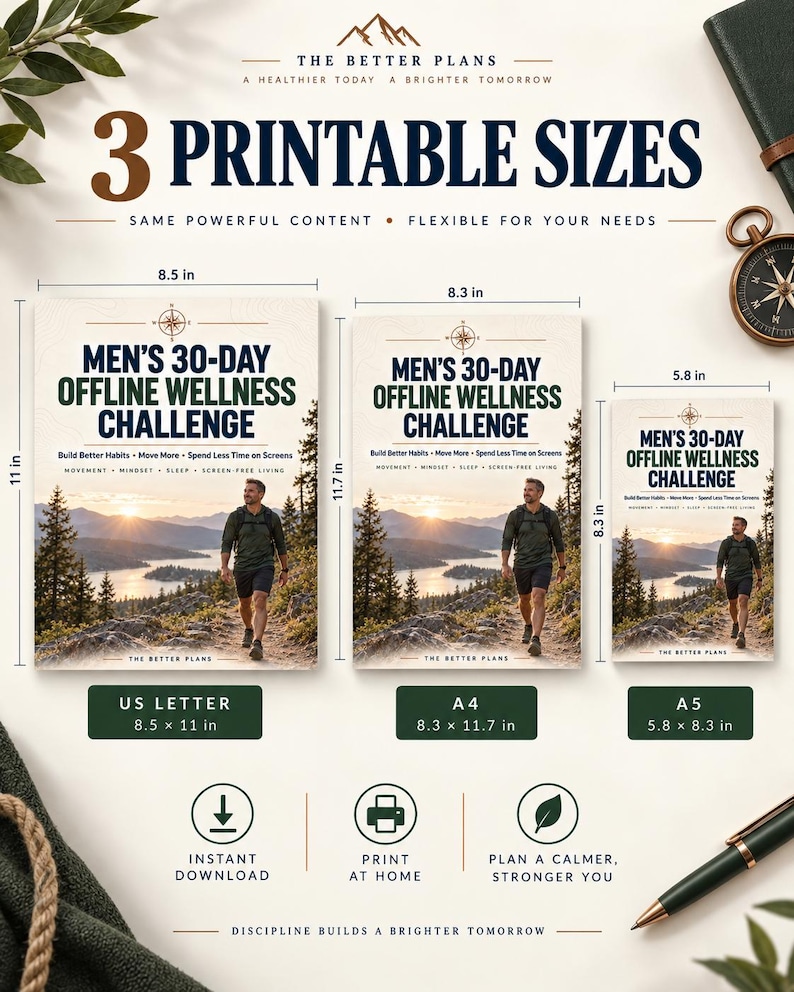 Digital Detox Planner for Men Printable — original Etsy mockup 5