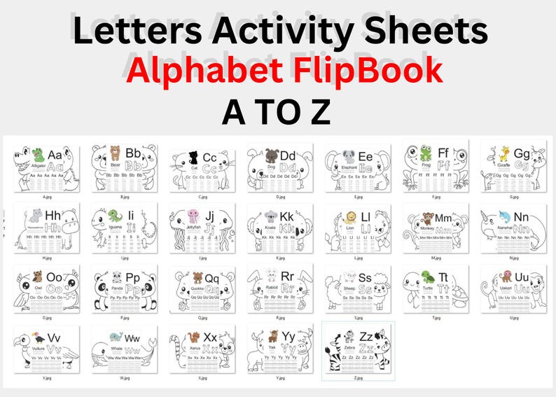 Baby Shower ABC Book Activity: Alphabet Flipbook - Letters Activity Sheets — original Etsy mockup 3