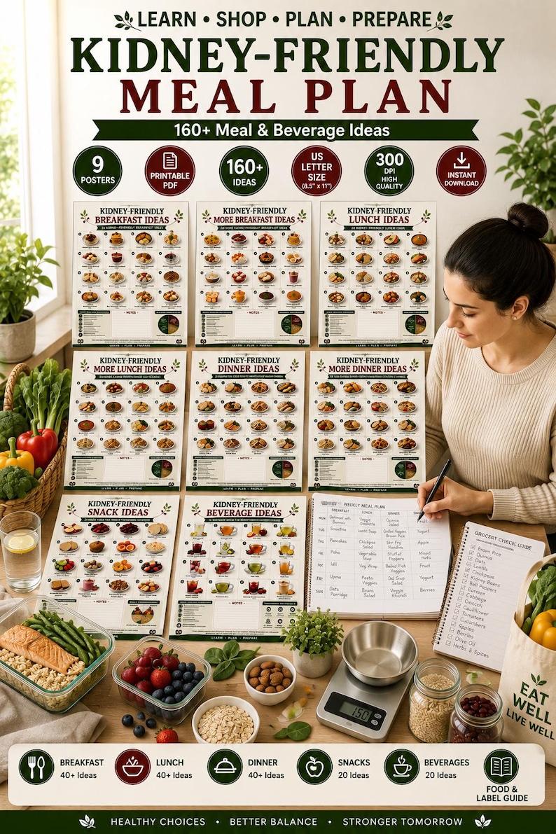 Kidney Friendly Meal Plan, Renal Diet Ideas, CKD Food List (PDF) — original Etsy mockup 7