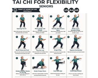 Printable Tai Chi Flexibility Workout Chart for Seniors (PDF Download)
