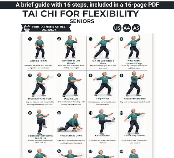 Printable Tai Chi Flexibility Workout Chart for Seniors (PDF Download)