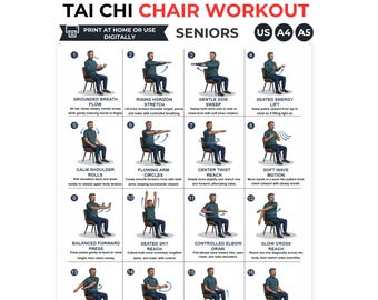 Printable Tai Chi Chair Workout for Seniors | Chair Yoga Exercise Plan (PDF)
