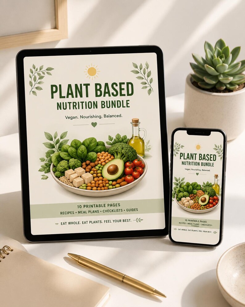 Plant Based Diet Bundle | Vegan Meal Planner, Grocery Checklist (PDF) — original Etsy mockup 8