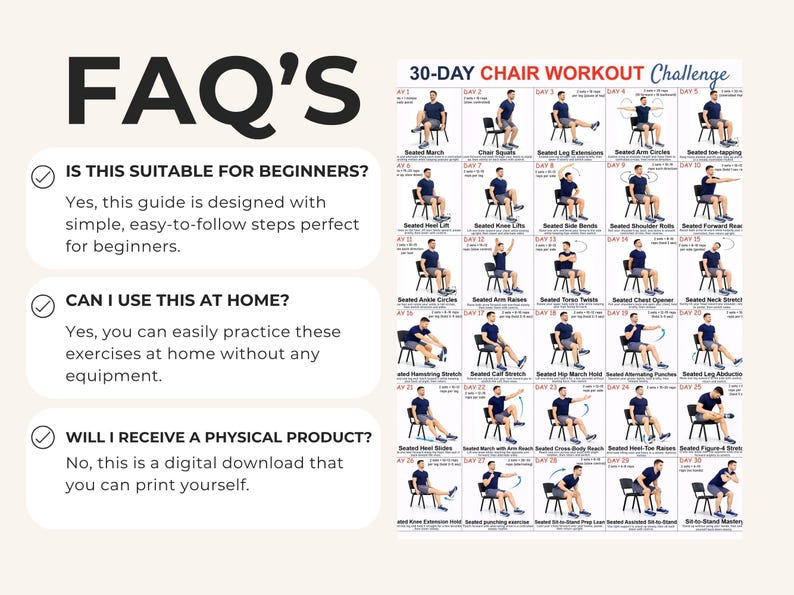 30-Day Chair Tai Chi Workout for Seniors, Exercise Plan (PDF) — original Etsy mockup 9