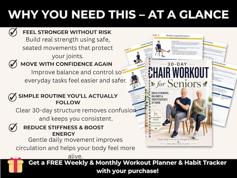 30-Day Chair Tai Chi Workout for Seniors, Exercise Plan (PDF) — original Etsy mockup 7