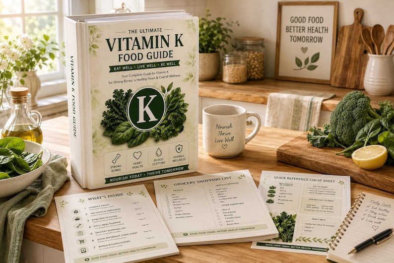 Vitamin K Food Chart & Nutrition Guide | Bone Health, K1 vs K2 (PDF) — original Etsy mockup 8