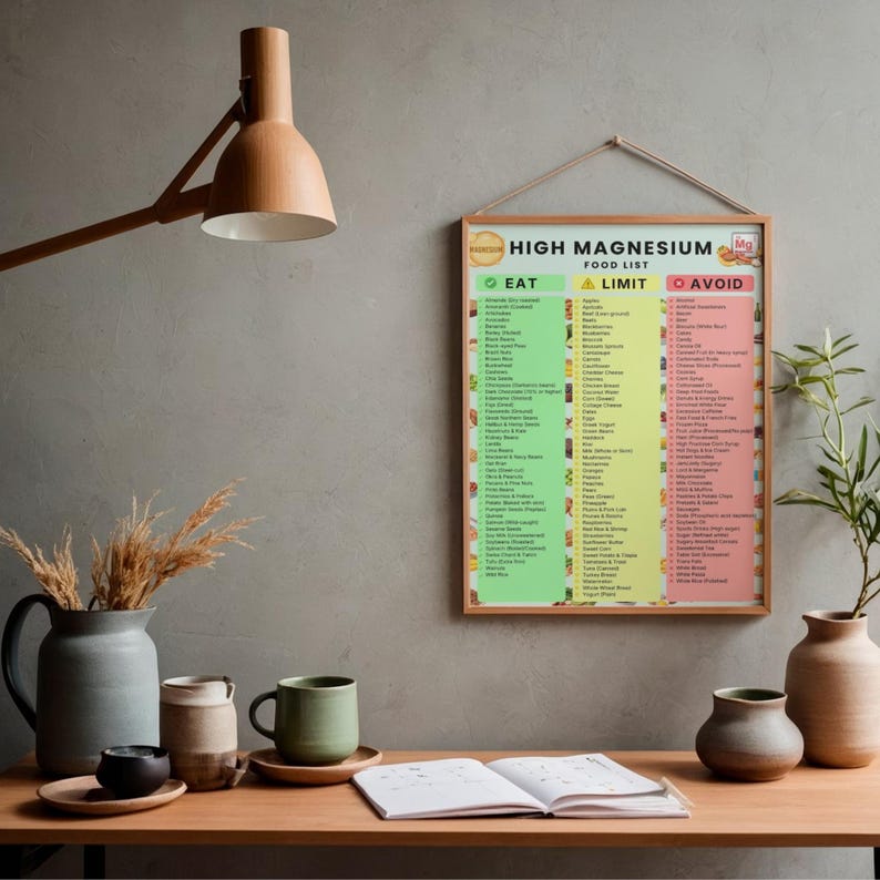 High Magnesium Food List Printable | Magnesium-Rich Foods & Grocery Chart — original Etsy mockup 13