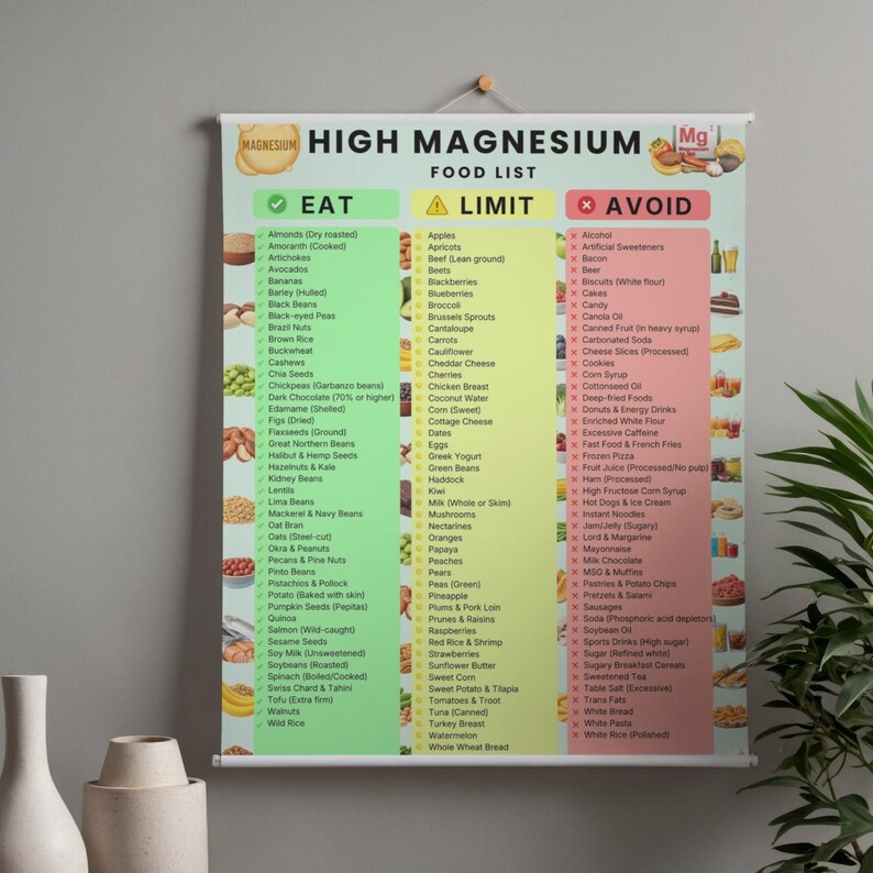 High Magnesium Food List Printable | Magnesium-Rich Foods & Grocery Chart — original Etsy mockup 9