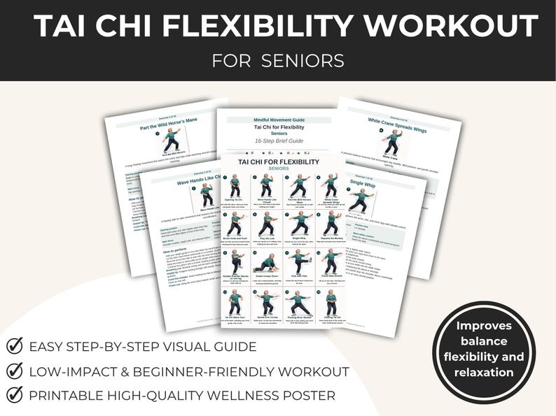 Printable Tai Chi Flexibility Workout Chart for Seniors (PDF Download) — original Etsy mockup 4