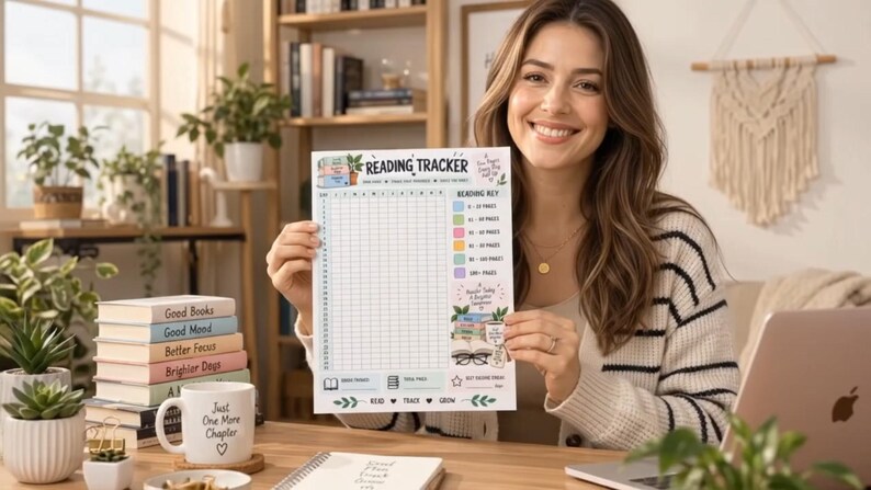 Reading Tracker Printable, Book Tracker, Daily Reading Log, Reading Challenge, Book Lover Planner, Reading Habit Tracker, Digital PDF — original Etsy mockup 5
