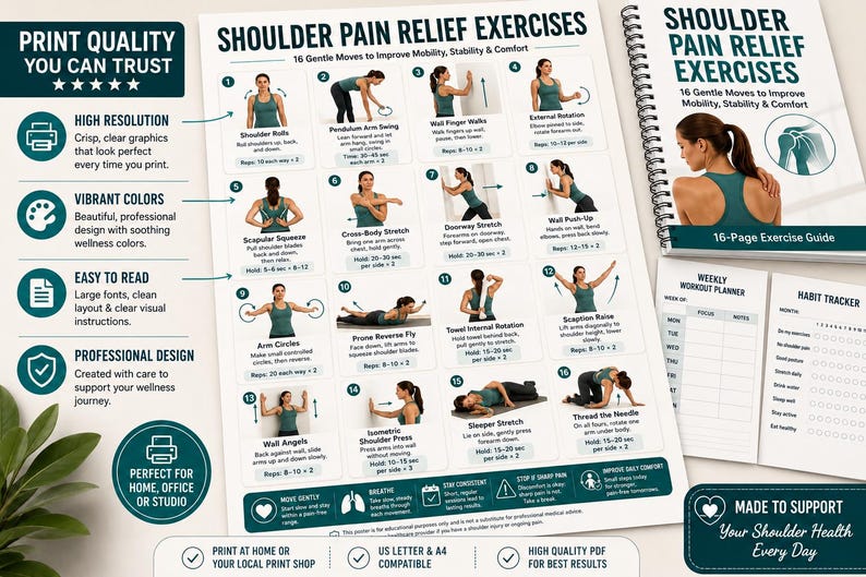 Shoulder Mobility Exercises Printable | Gentle Strength & Stability Workout Chart — original Etsy mockup 7