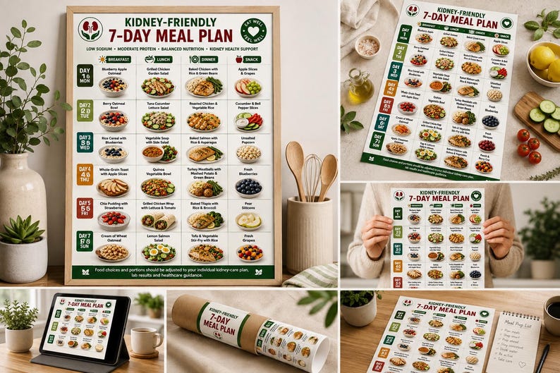 Kidney Friendly 7 Day Meal Plan Printable, Renal Diet Plan PDF, CKD Meal Planner, Low Sodium Weekly Menu, Kidney Disease Diet Chart — original Etsy mockup 13