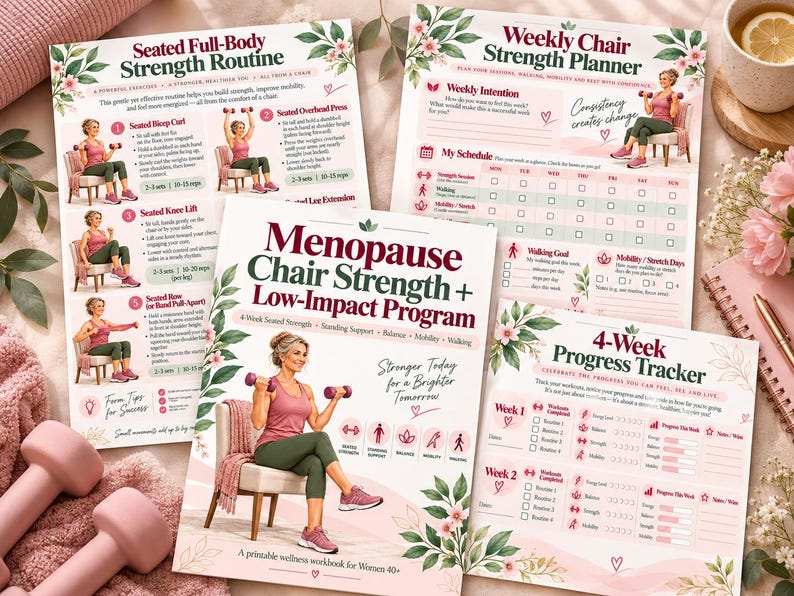 Menopause Chair Strength Program, 16-Page Low-Impact Workout for Women 40+ — original Etsy mockup 10