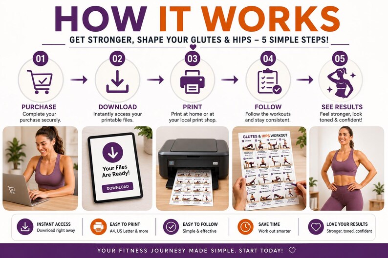 Glutes & Hips Workout Bundle Printable | Lower-Body Exercise Chart Tracker — original Etsy mockup 8