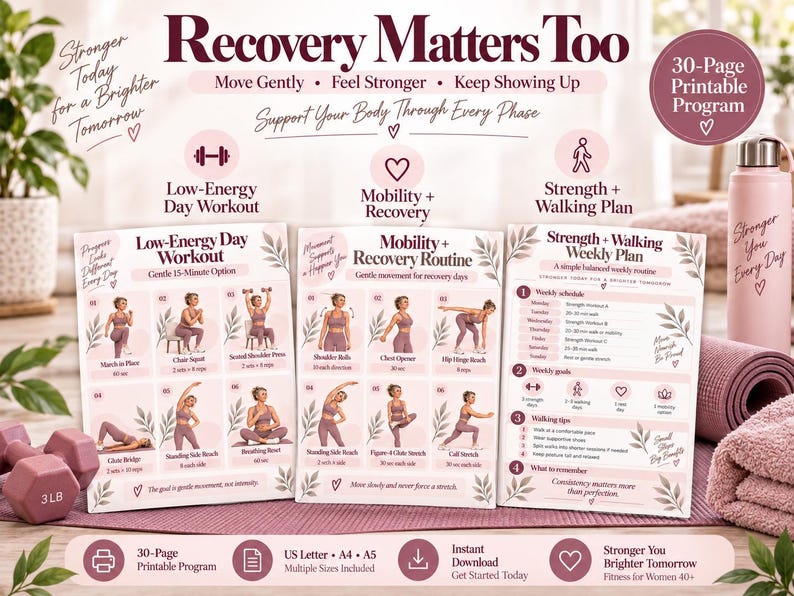 28-Day Perimenopause Workout Program | Women Over 40 Strength Training, Beginner Dumbbell Home Fitness PDF — original Etsy mockup 8