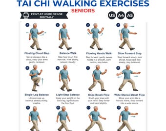 Tai Chi Walking Exercises for Seniors, Balance Stability Routine (16-Step PDF)