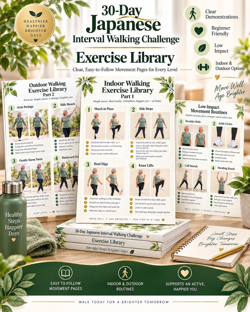 Japanese Walking for Seniors, 30-Day Indoor Outdoor Walking Program — original Etsy mockup 3
