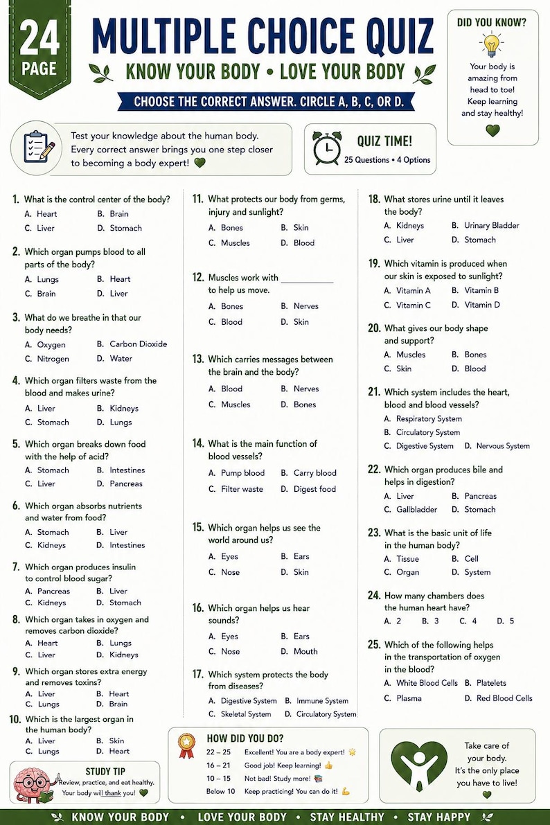 Human Body Systems Workbook Printable PDF | Human Anatomy Poster | Science Homeschool Activities | 30 Pages — original Etsy mockup 15