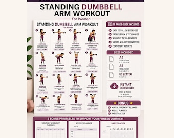 Women's Standing Dumbbell Arm Workout Chart (Digital Download)