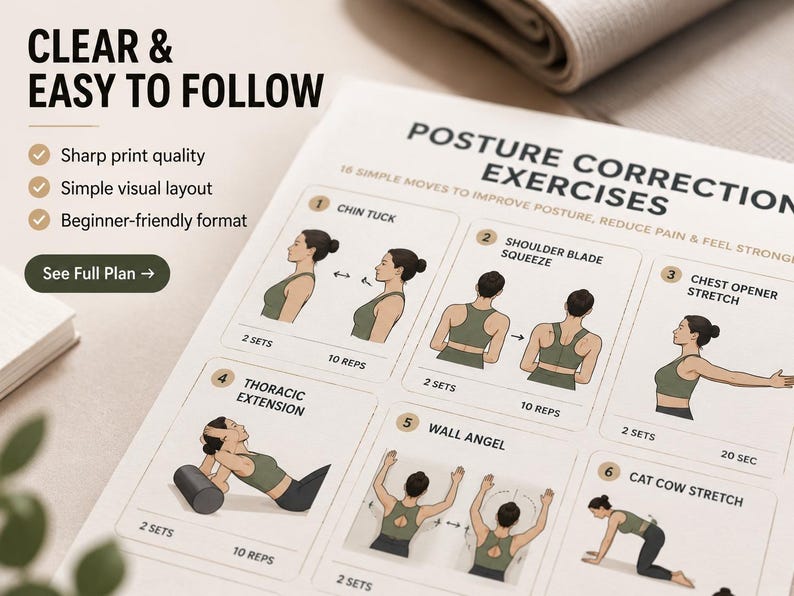 Posture Exercises Printable | Back, Neck & Desk Stretch Chart — original Etsy mockup 7