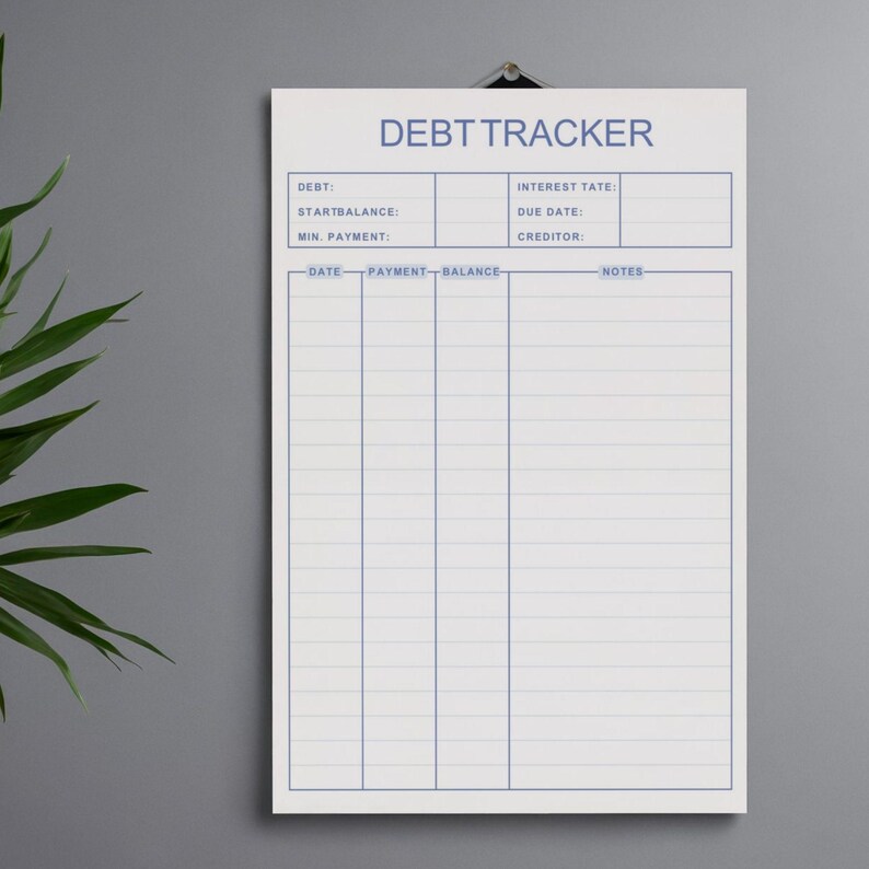 Debt Tracker Printable | Payment Log & Balance Tracker | Simple Budget ...