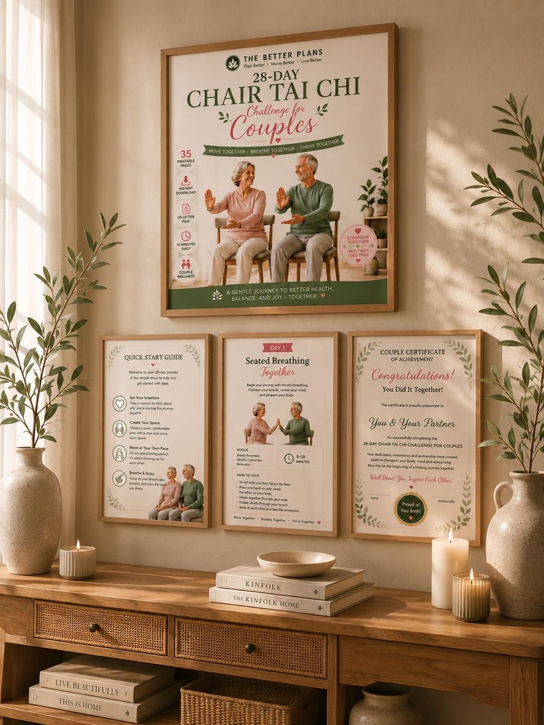 28-Day Chair Tai Chi Challenge for Couples, Balance & Flexibility Program (Digital Download) — original Etsy mockup 11