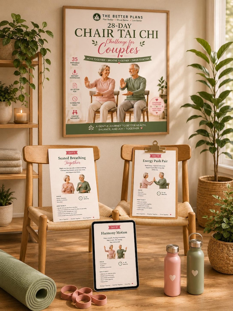 28-Day Chair Tai Chi Challenge for Couples, Balance & Flexibility Program (Digital Download) — original Etsy mockup 14