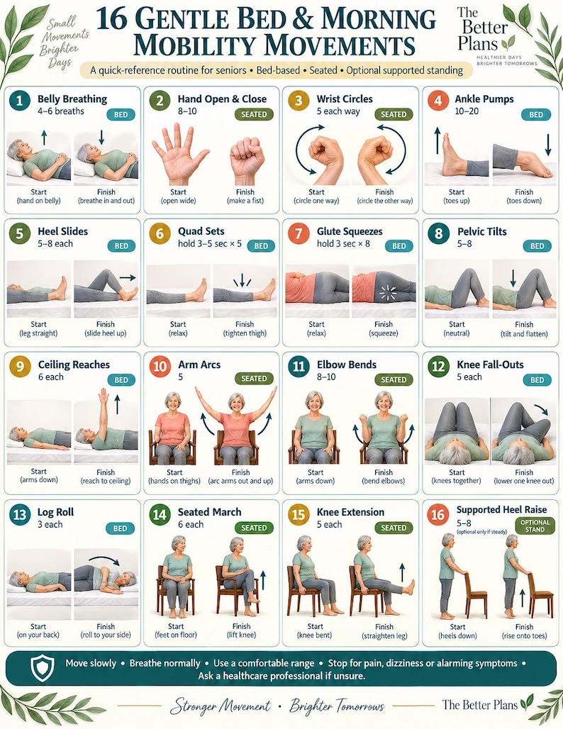 Bed Exercises for Seniors Printable, 30-Day Gentle Morning Mobility Plan, Low Impact Bed Workout and Tracker PDF — original Etsy mockup 7