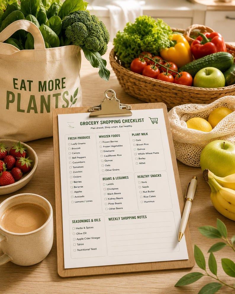 Plant Based Diet Bundle | Vegan Meal Planner, Grocery Checklist (PDF) — original Etsy mockup 7