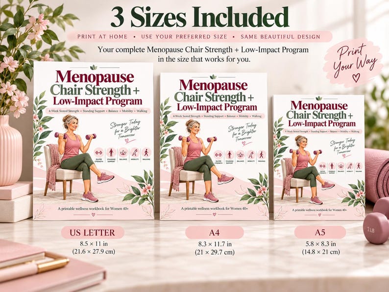 Menopause Chair Strength Program, 16-Page Low-Impact Workout for Women 40+ — original Etsy mockup 4