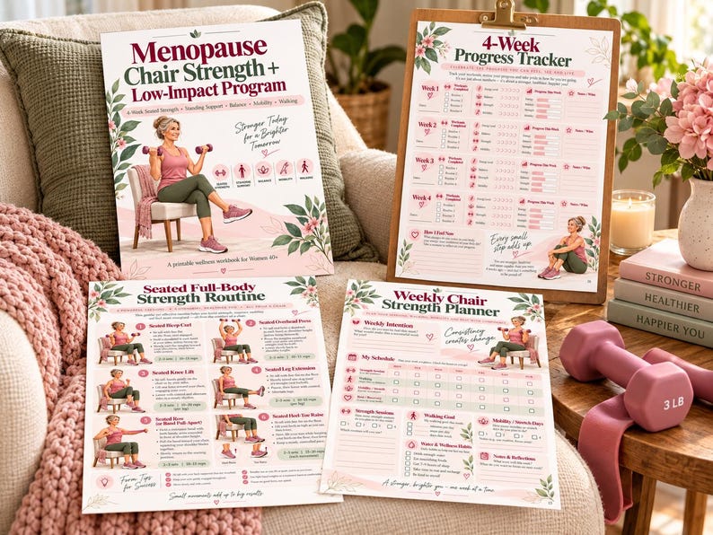 Menopause Chair Strength Program, 16-Page Low-Impact Workout for Women 40+ — original Etsy mockup 3