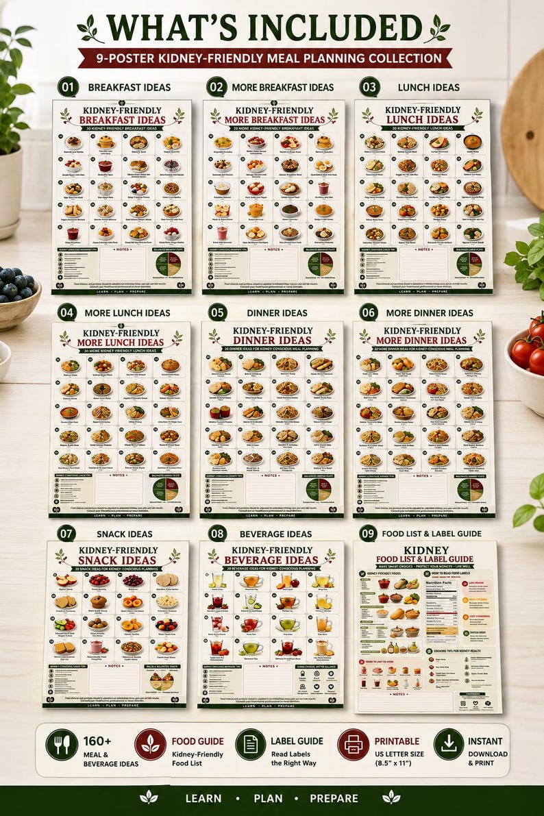Kidney Friendly Meal Plan, Renal Diet Ideas, CKD Food List (PDF) — original Etsy mockup 4