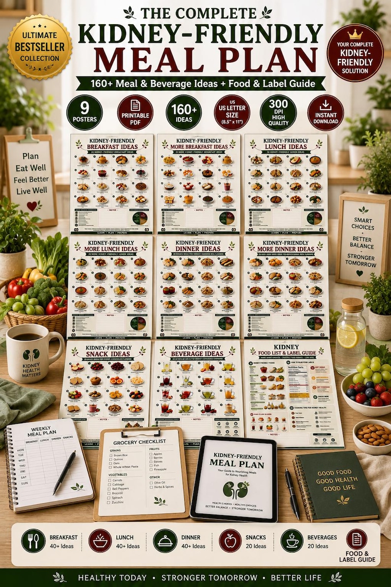 Kidney Friendly Meal Plan, Renal Diet Ideas, CKD Food List (PDF) — original Etsy mockup 9