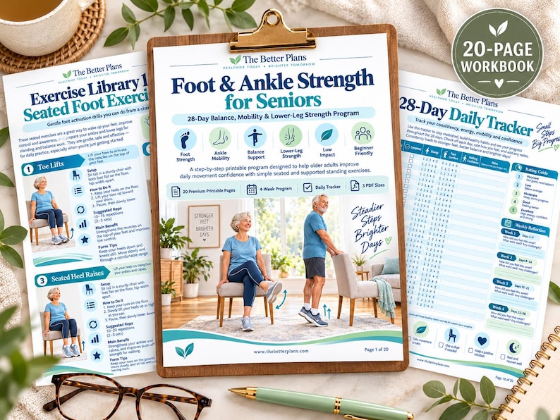 Foot & Ankle Strength for Seniors Printable, 28 Day Senior Exercise Program, Balance Mobility Workout PDF, Low Impact Home Fitness — original Etsy mockup 8