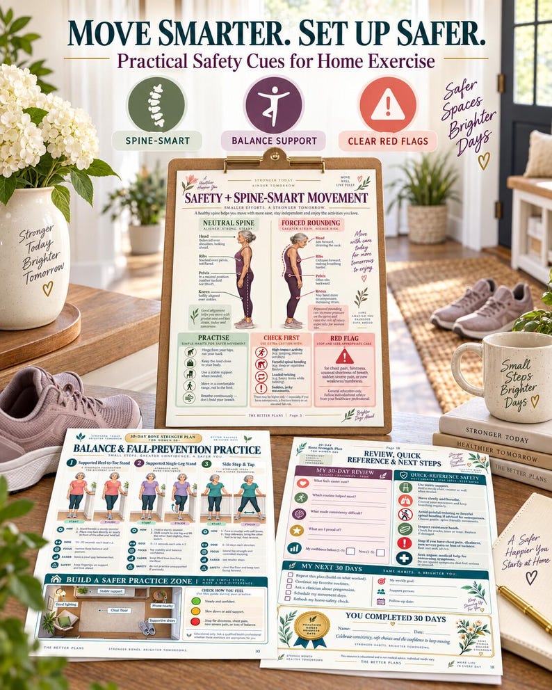 30-Day Bone Health Planner Printable, Strength and Balance Exercise Calendar, Women 50+ Home Workout Tracker, 3-Size PDF Bundle — original Etsy mockup 8