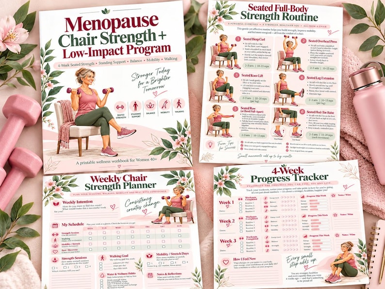 Menopause Chair Strength Program, 16-Page Low-Impact Workout for Women 40+ — original Etsy mockup 8