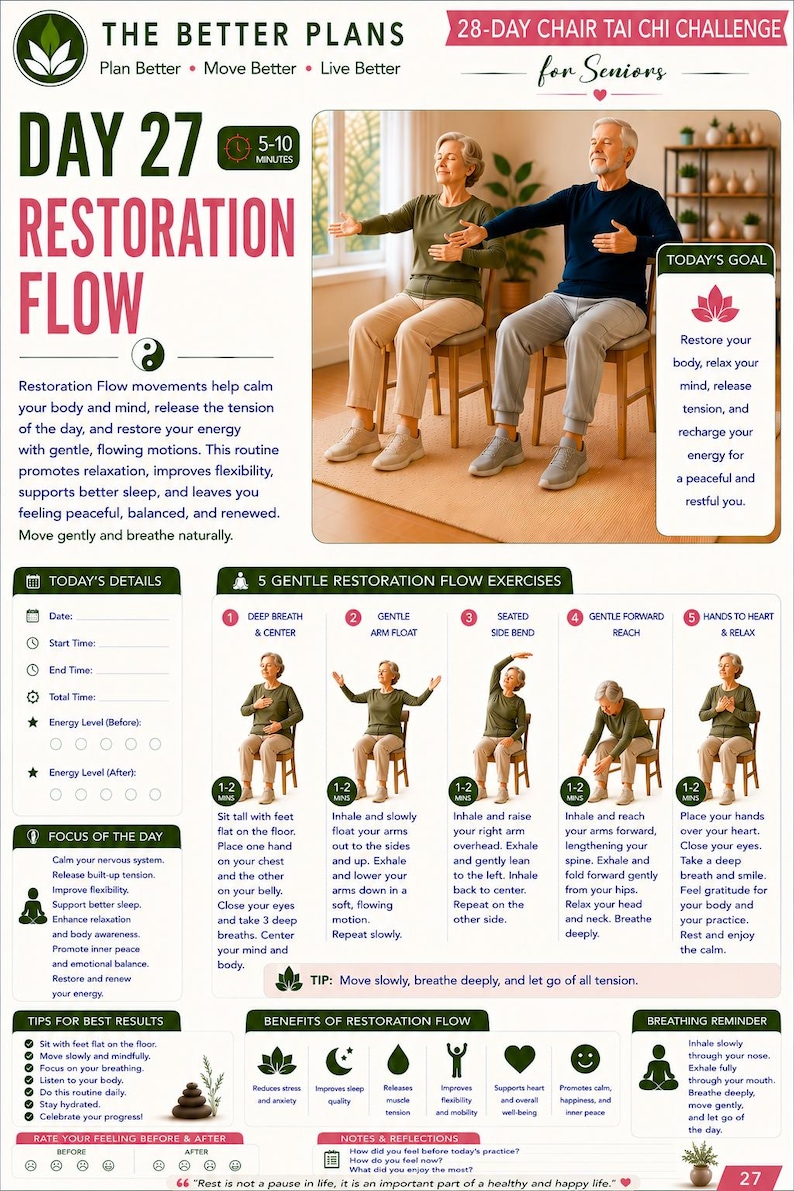 28-Day Chair Tai Chi Challenge for Seniors | Gentle Daily Exercises (Digital Download) — original Etsy mockup 13