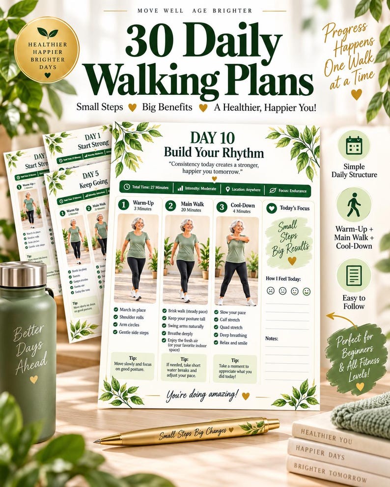 Japanese Walking for Seniors, 30-Day Indoor Outdoor Walking Program — original Etsy mockup 4