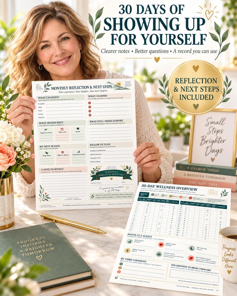 Menopause Symptom Tracker Printable, 30-Day Perimenopause Journal, Hot Flash Sleep Mood & Energy Log, Wellness Planner PDF — original Etsy mockup 9
