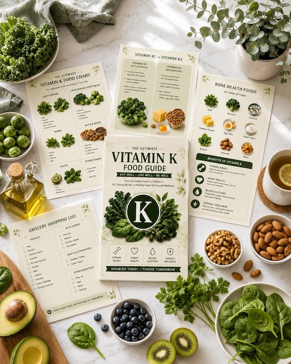 Vitamin K Food Chart & Nutrition Guide | Bone Health, K1 vs K2 (PDF)