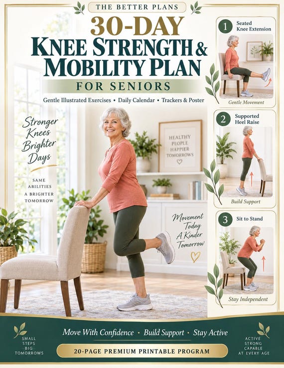 Chair Exercises for Seniors Knee Strength and Mobility Printable Beginner Low Impact Home Workout with 30 Day Tracker