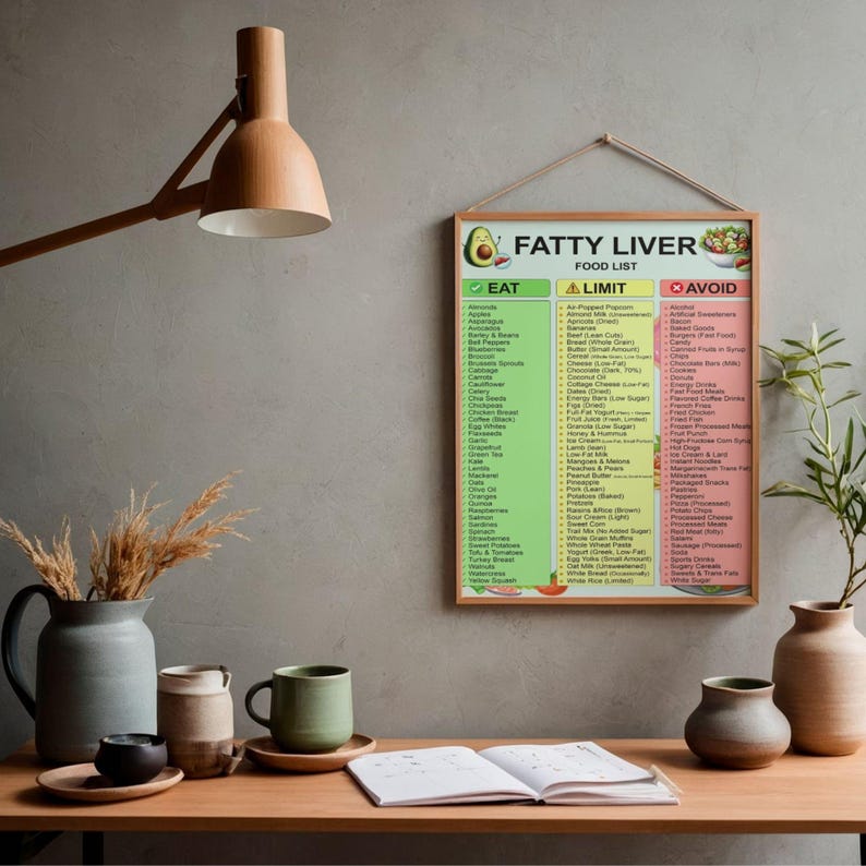 Fatty Liver Food List Printable | NAFLD/NASH Grocery Guide & Food Chart — original Etsy mockup 13