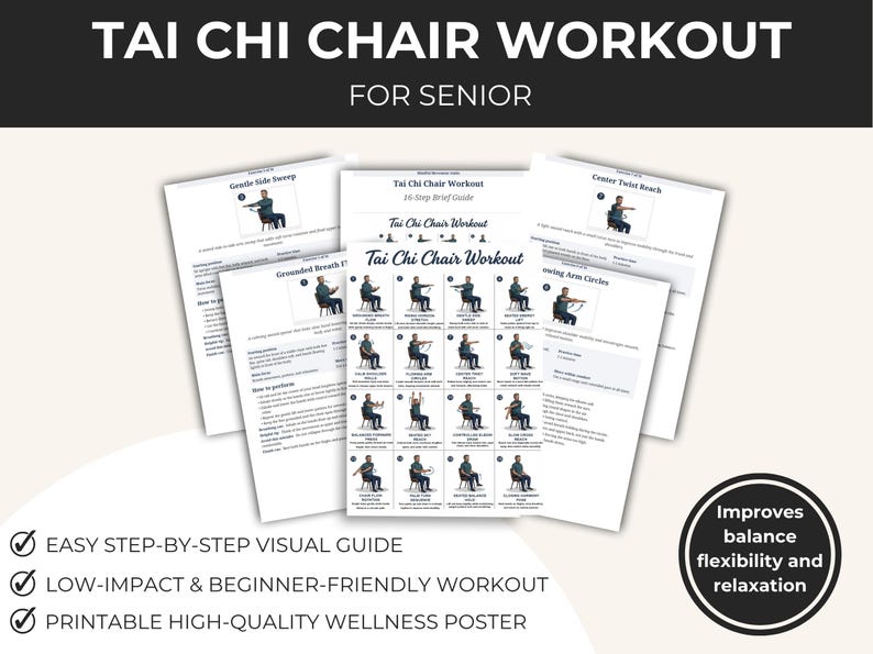 Printable Tai Chi Chair Workout for Seniors | Chair Yoga Exercise Plan (PDF) — original Etsy mockup 6