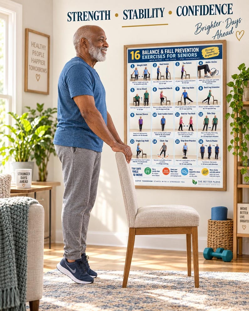 30-Day Balance Challenge for Seniors Printable | Chair-Supported Stability Exercises — original Etsy mockup 5