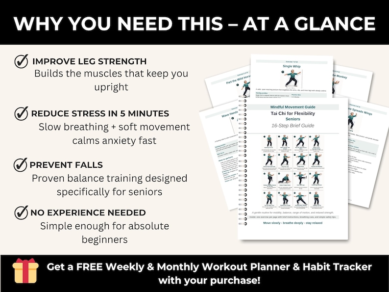 Printable Tai Chi Flexibility Workout Chart for Seniors (PDF Download) — original Etsy mockup 7